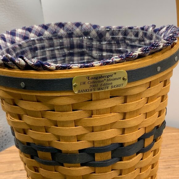 Longaberger J.W. Collection Miniature 2001 Edition Banker's Waste Basket - Picture 5 of 8